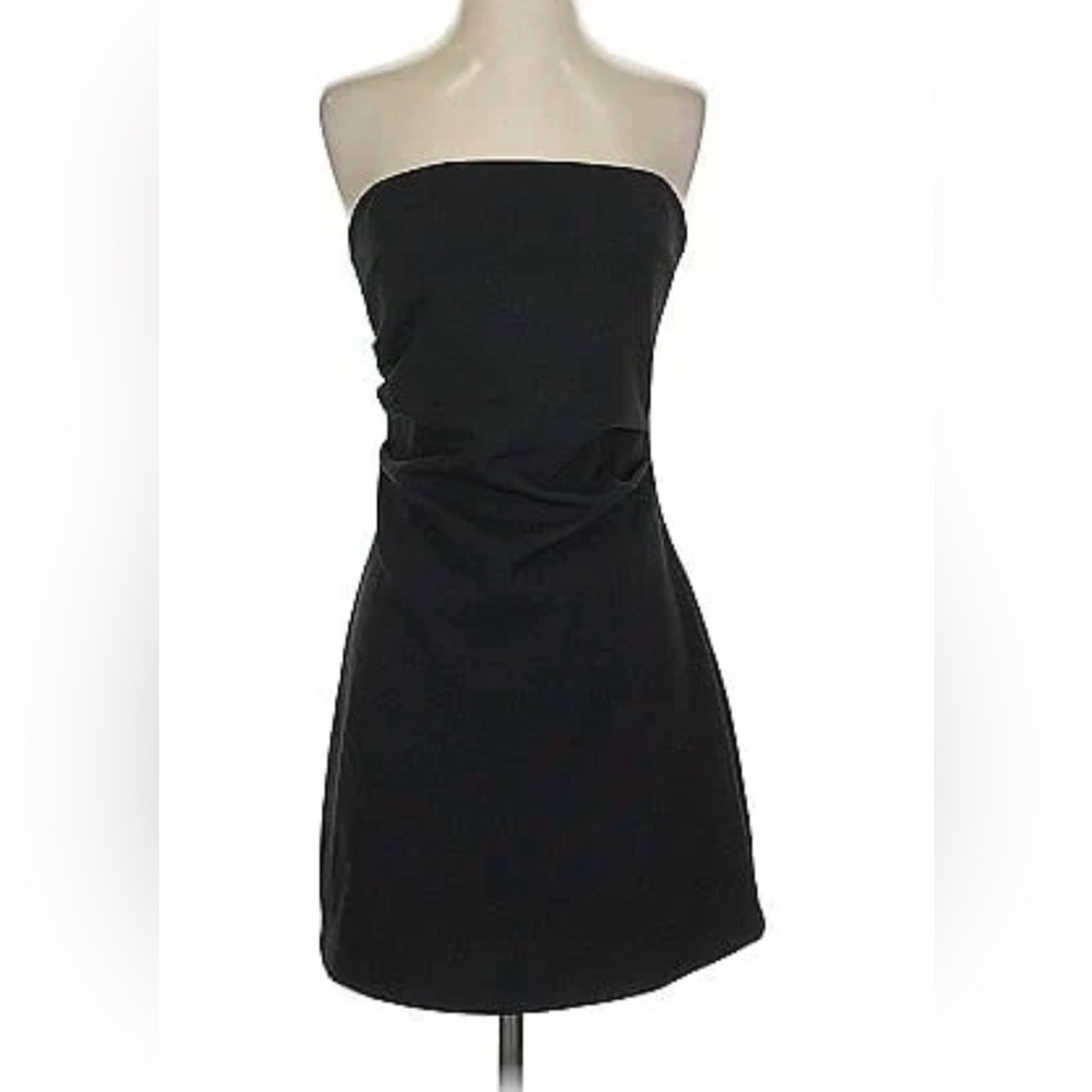 Zara Black Strapless Dress w/ Gathered Sides for the Ultimate Flattering Shape